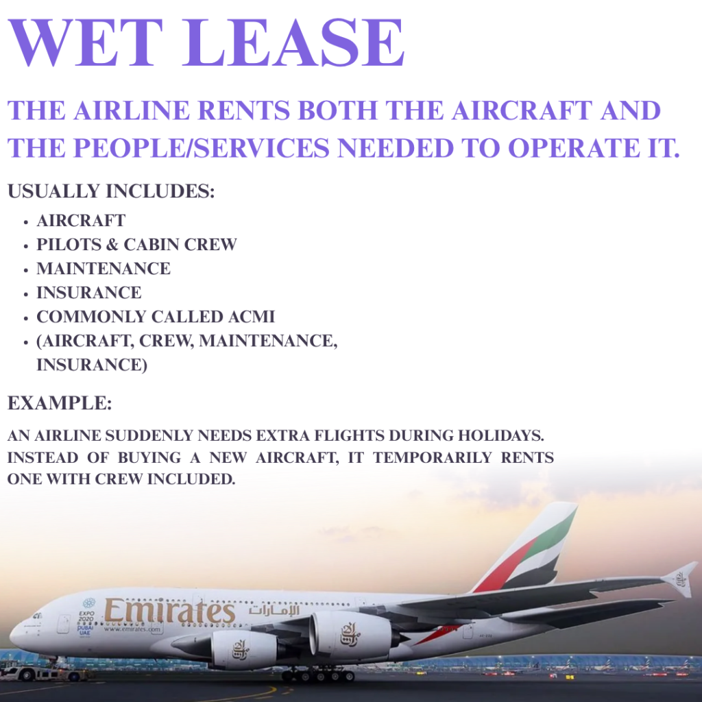 Wet Lease ACMI aircraft leasing explanation with Emirates aircraft