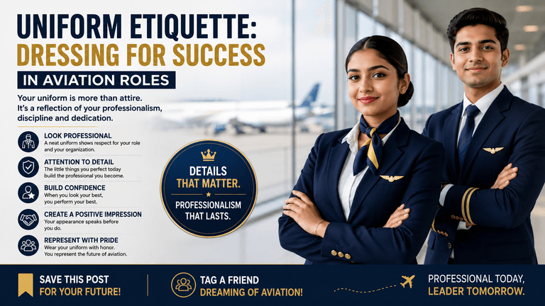 Aviation professional in proper uniform demonstrating etiquette standards