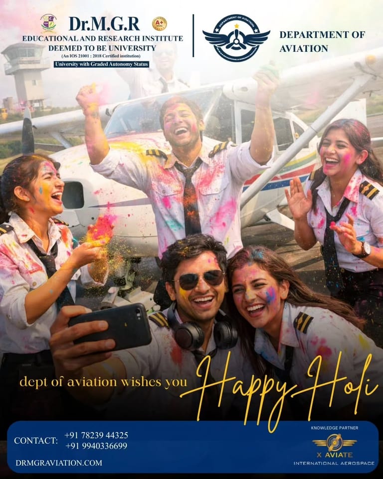 Celebrating Holi at Dr MGR Aviation Academy