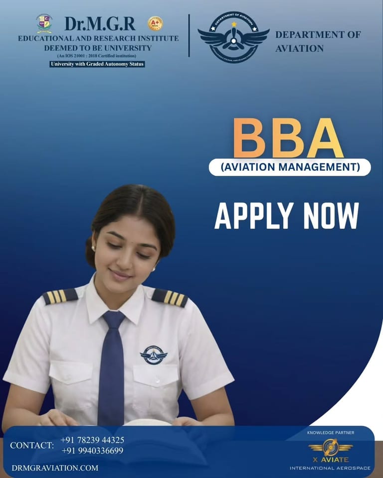 BBA in Aviation Management Admissions Open at Dr MGR Aviation Academy