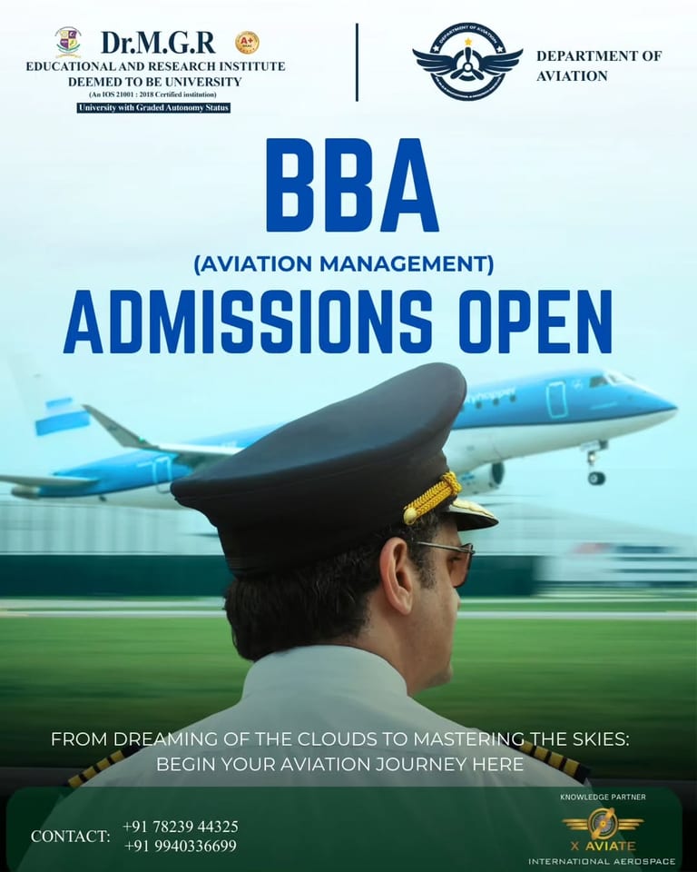 BBA Aviation Management Admissions Open at Dr MGR