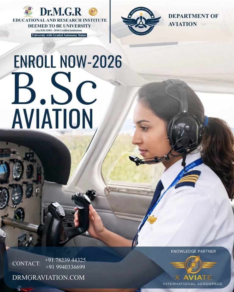 B.Sc Aviation 2026 Intake Live at Dr MGR Aviation Academy