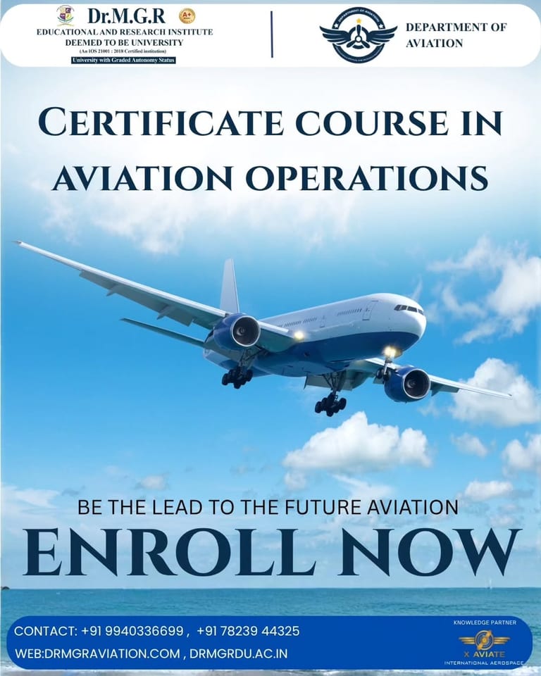 Enrollment Open: Aviation Operations Course at Dr MGR Aviation Academy