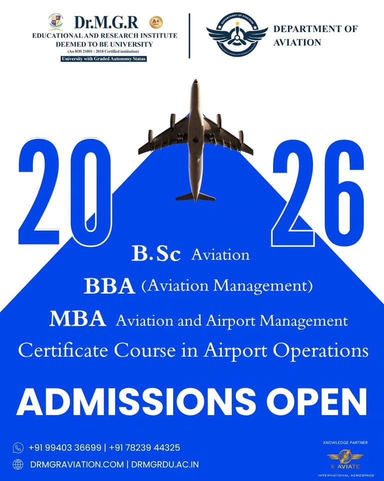Admissions Open 2026: Dr MGR Aviation Academy Courses