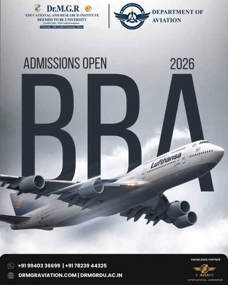 BBA Aviation Management Admissions 2026 at Dr MGR Aviation Academy