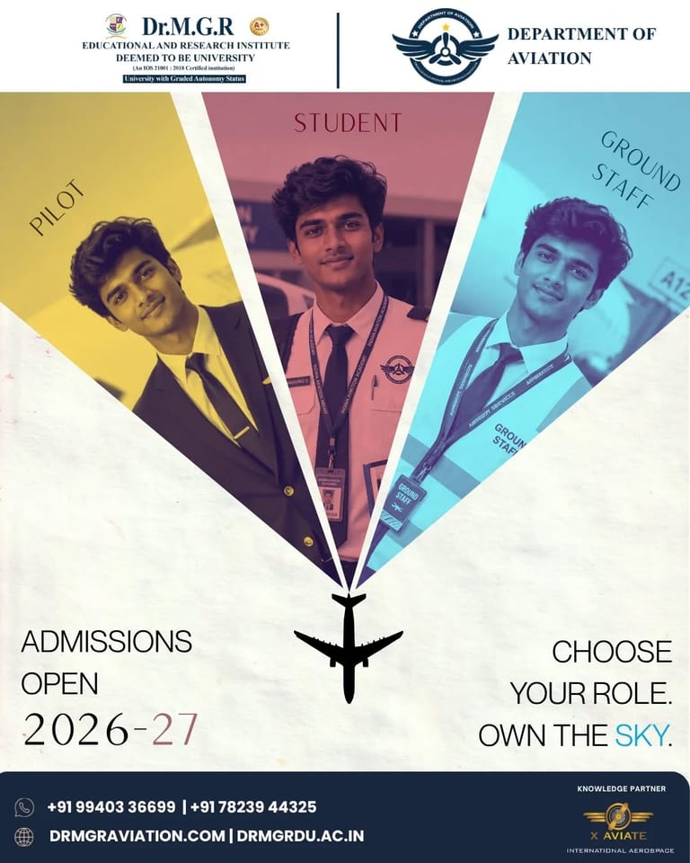 Admissions Open 2026-27 at Dr MGR Aviation Academy
