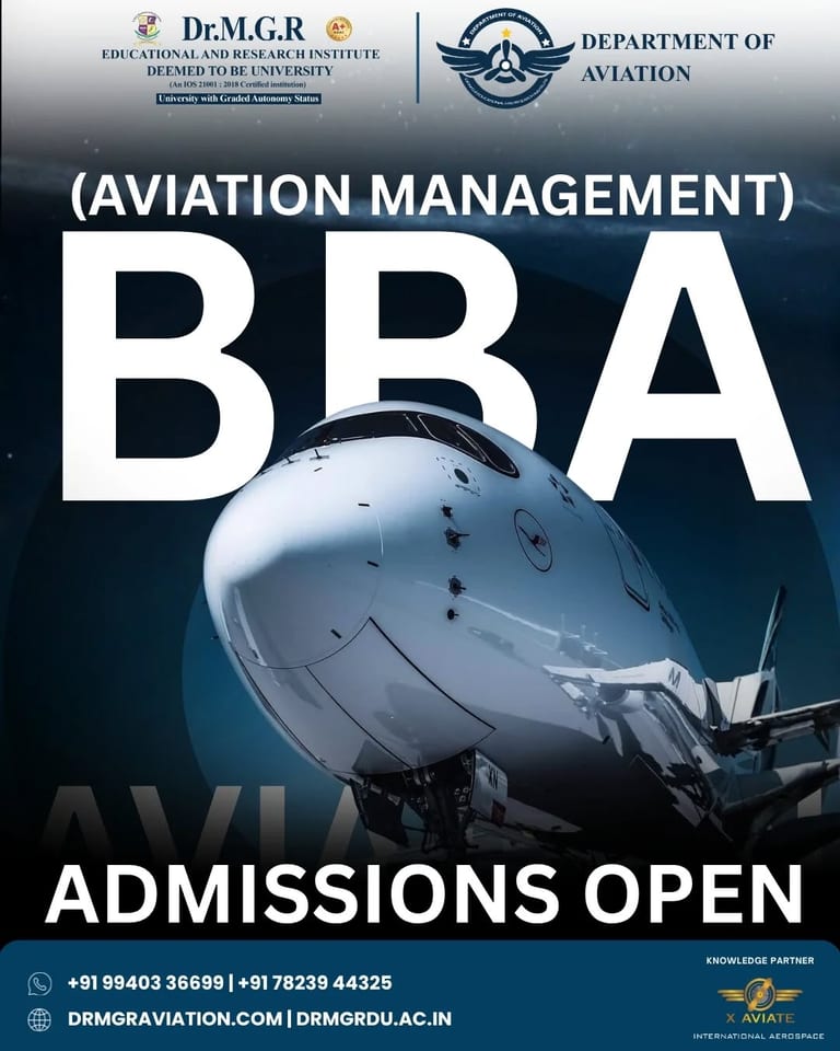 BBA Aviation Management Admissions Open 2026-27 at Dr MGR Academy